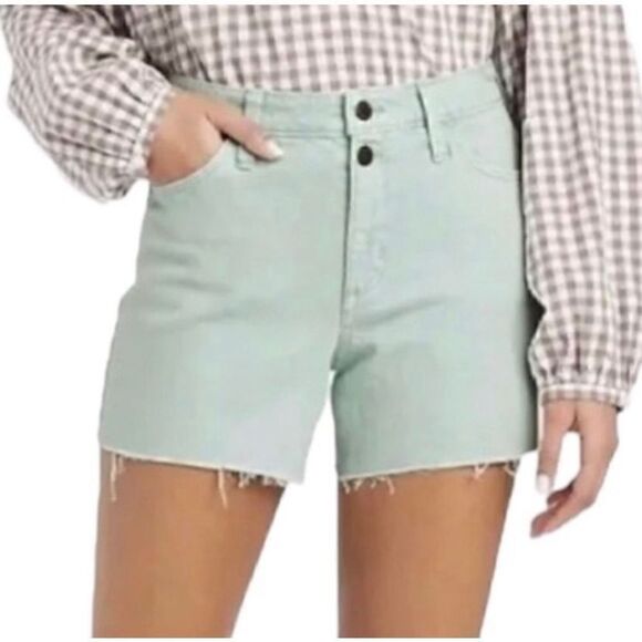 Universal Thread Vintage MIDI Cut Off Denim Shorts Mint Green | 12 - Picture 1 of 7